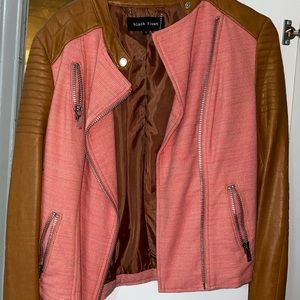 Black Rivet Brown and Pink Leather Jacket